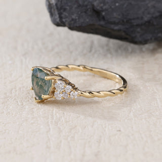 Verdant Whisper • Heart Moss Agate Promise Ring
