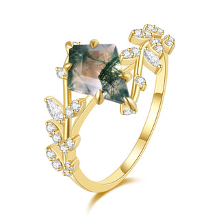 Forest Muse • Kite Cut Moss Agate Promise Ring