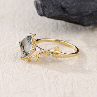 Forest Serenity • Princess Cut Moss Agate Promise Ring