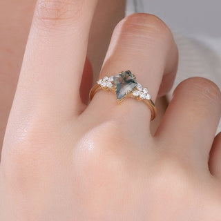 Whispering Grove • Kite Cut Moss Agate Promise Ring