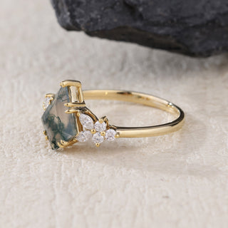 Whispering Grove • Kite Cut Moss Agate Promise Ring