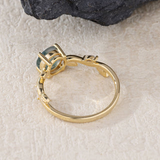 Verdant Echo • Round Cut Moss Agate Promise Ring