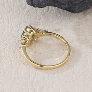 Verdant Heart • Pear Cut Moss Agate Promise Ring