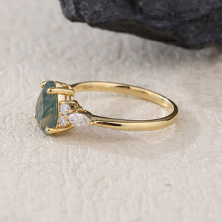 Verdant Heart • Pear Cut Moss Agate Promise Ring