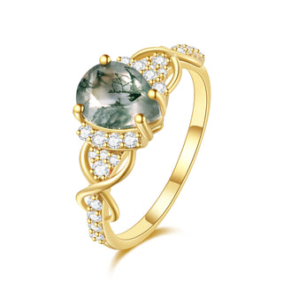 Verdant Whisper • Pear Moss Agate Promise Ring