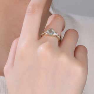 Verdant Whisper • Pear Moss Agate Promise Ring