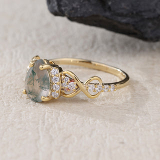 Verdant Whisper • Pear Moss Agate Promise Ring