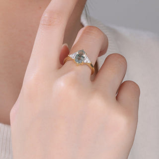 Forest Mirage • Emerald Cut Moss Agate Promise Ring