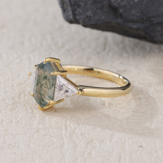 Forest Mirage • Emerald Cut Moss Agate Promise Ring