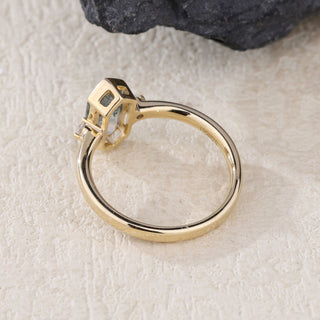 Verdant Hex • Hexagon Cut Moss Agate Promise Ring