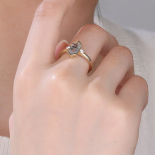 Verdant Hex • Hexagon Cut Moss Agate Promise Ring